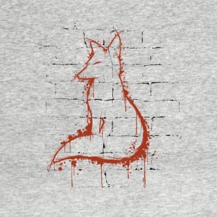 Urban Graffiti Street Art Fox Silhouette T-Shirt